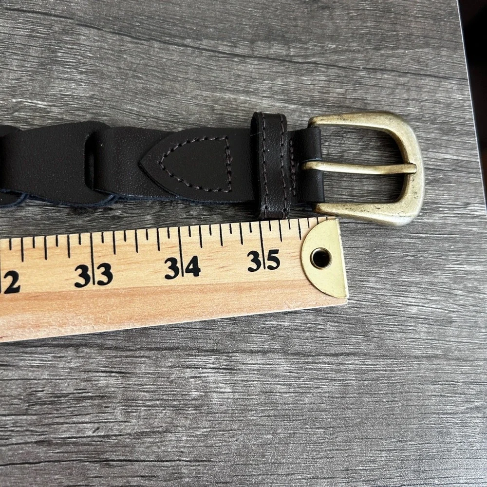 Leather Artisan Belt Mens XL Neutral Dark Brown Braided Earthy‎ Boho Western